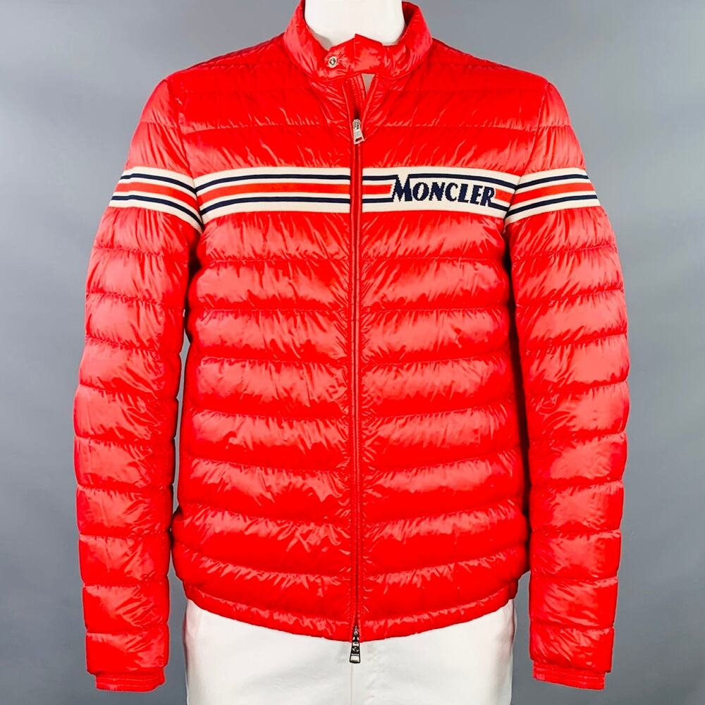 MONCLER Size XXXL Renald Red White Blue Quilted Nylon Jacket